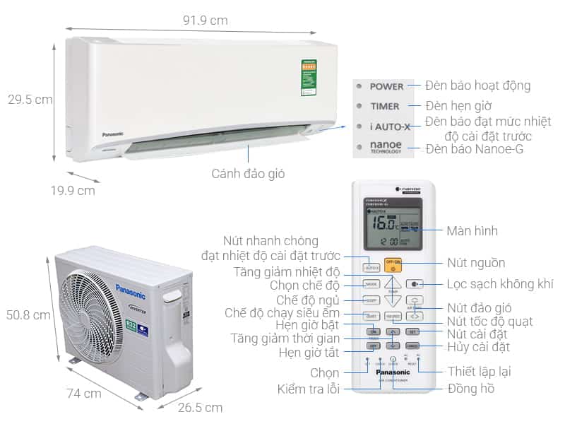Máy lạnh Panasonic Inverter 1.0HP CU/CS-U9ZKH-8